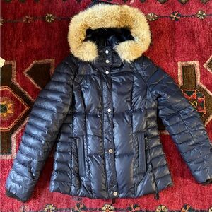 Marc New York Midnight Blue Puffer Jacket with Coyote Fur zip off Hood